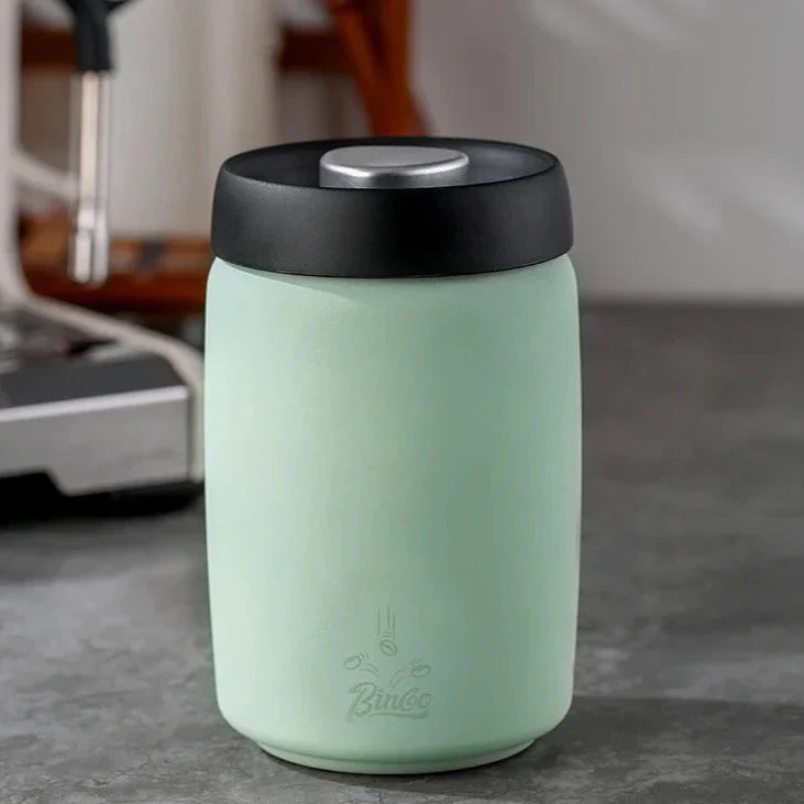 Royallure Kaffeebehållare i rostfritt stål med manuell vakuumlock för färska bönor Carvallo