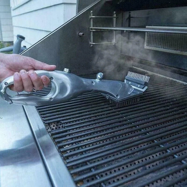 Royallure Steam & Scraper BBQ Grill Cleaner – Stainless Outdoor Steam Brush with Charcoal Scraper Carvallo