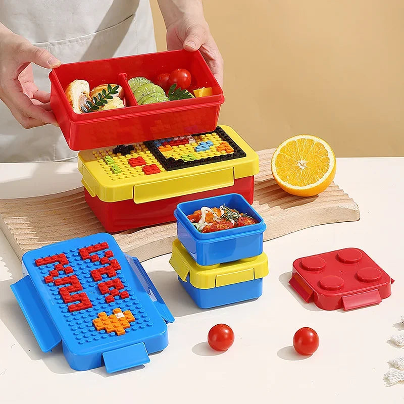 Royallure Byggblock Bento Matlåda, Färgglad Förseglad Matförvaringsbehållare för Barn, Sallad & Kontorsmåltider Carvallo