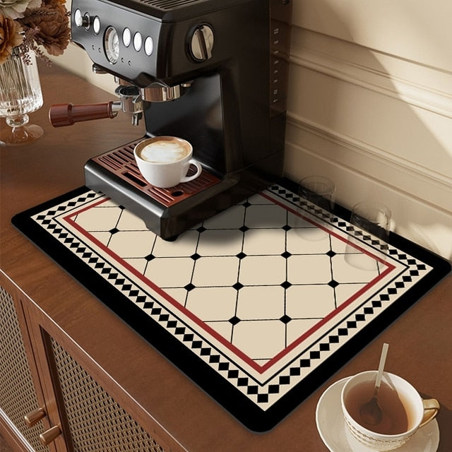 Royallure Absorbent Dish Drying Mat – Floral Polyester Bänkskydd, Anti-Slip & Snabbtorkande Carvallo