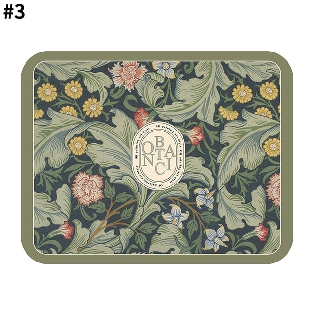 Royallure Absorbent Dish Drying Mat – Floral Polyester Bänkskydd, Anti-Slip & Snabbtorkande Carvallo