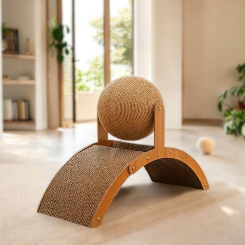 Royallure Hållbar Katt Klösträd med Snurrande Sisalboll – Hålig Design, Stabil Carvallo