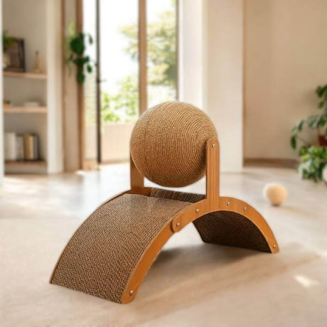 Royallure Hållbar Katt Klösträd med Snurrande Sisalboll – Hålig Design, Stabil Carvallo