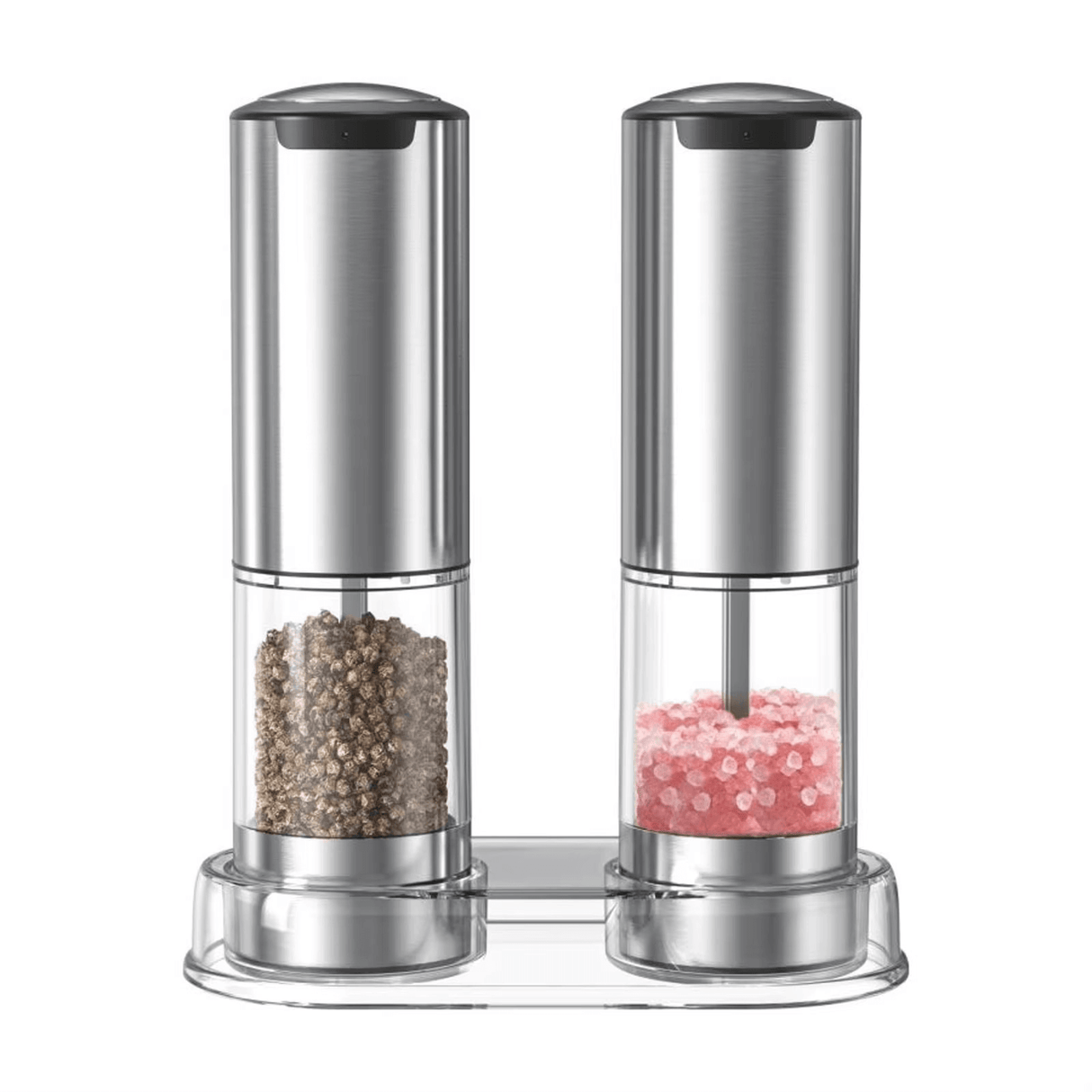 Royallure Electric Salt & Pepper Grinder Set – Justerbar Grovlek, LED-Decorator, Enhandanvändning Carvallo