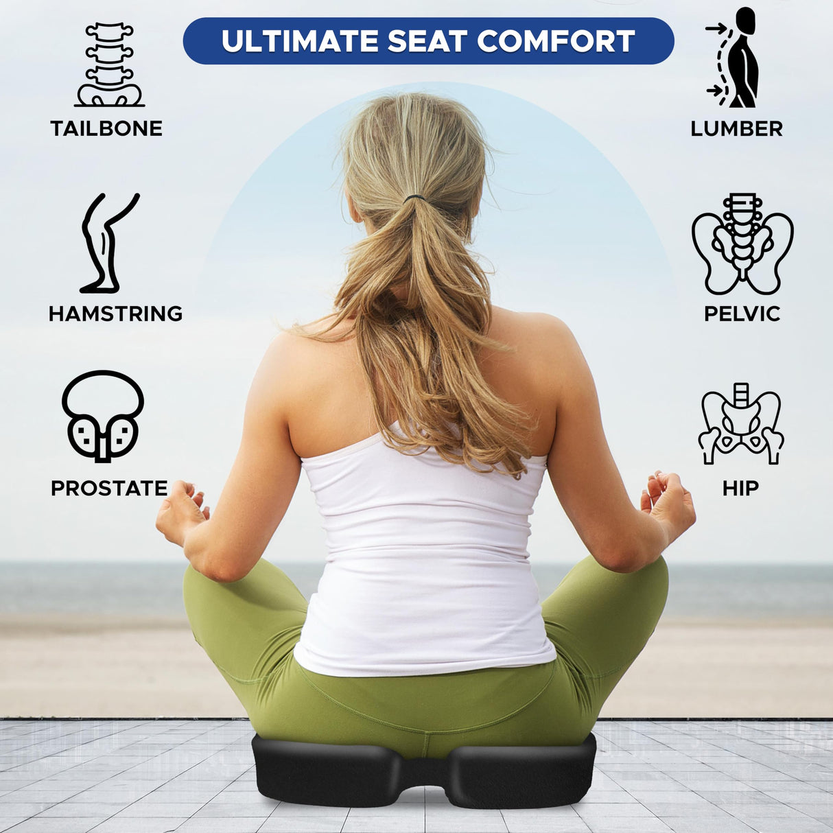 Royallure Gel Memory Foam Sittkudde för Ischiaslindring – Ergonomisk, Halkfri, Bärbar Design för Ultimat Komfort Carvallo