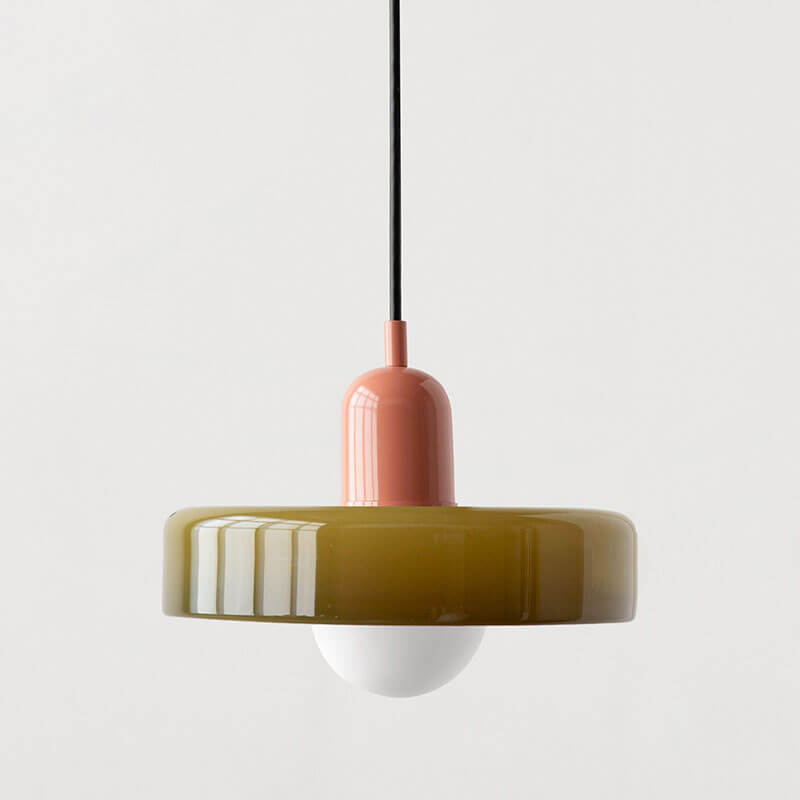 Royallure Bauhaus Färgat Glas Pendel-lampa – Konstnärlig Glasburk, Geometrisk, Retro-Modern Carvallo