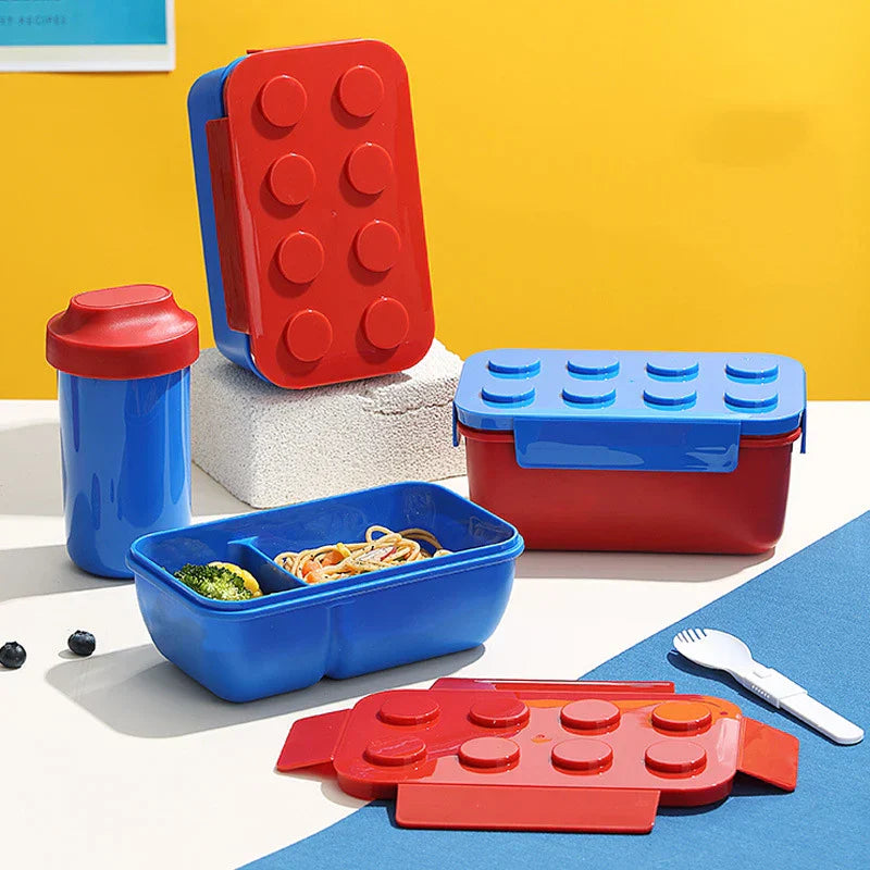 Royallure Byggblock Bento Lunchlåda, Färgglad Förseglad Matbehållare för Barn, Studenter & Utomhus Picknick Carvallo