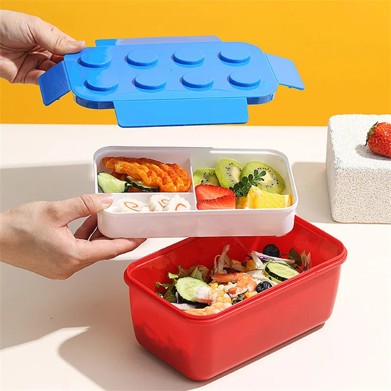 Royallure Byggblock Bento Lunchlåda, Färgglad Förseglad Matbehållare för Barn, Studenter & Utomhus Picknick Carvallo