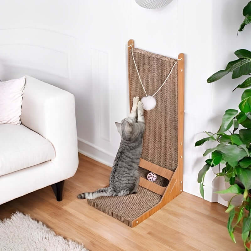 Royallure L-Formad Katt Klösbräda med Lekboll – Multi-Vinkel Avkoppling & Klös Pad Carvallo