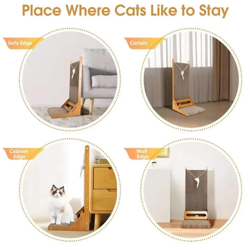 Royallure L-Formad Katt Klösbräda med Lekboll – Multi-Vinkel Avkoppling & Klös Pad Carvallo