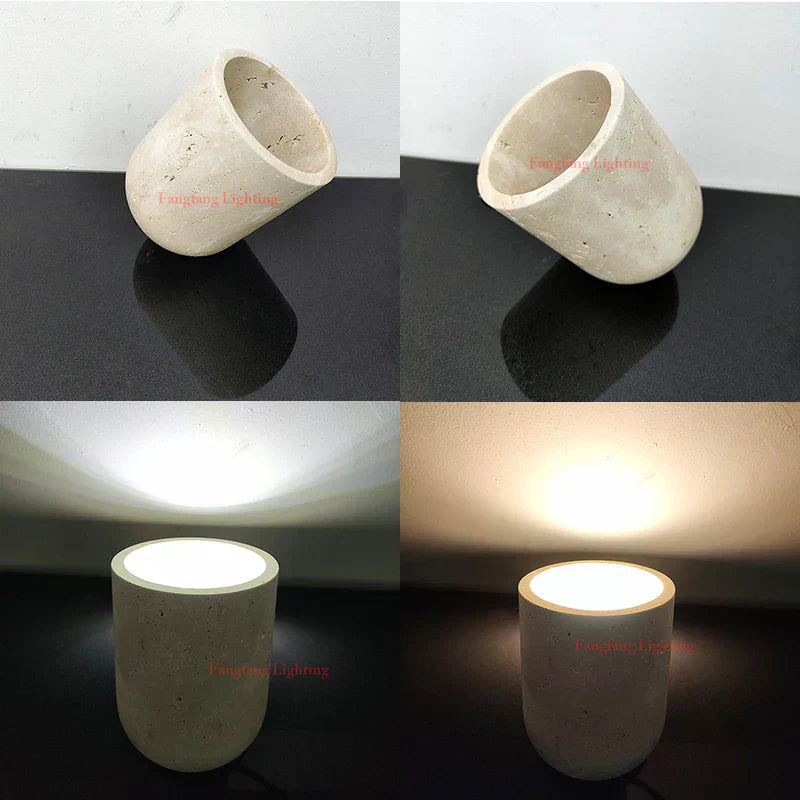 Royallure Modern Travertin Golv- och Bordslampa Naturlig Sten Sängrum Belysning Carvallo