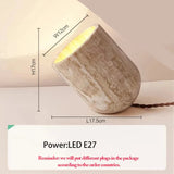 Royallure Modern Travertin Golv- och Bordslampa Naturlig Sten Sängrum Belysning Carvallo