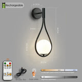 Royallure Modern LED Vägglampa USB Uppladdningsbar med Fjärrkontroll, Dimbara Nordisk Ljus Carvallo