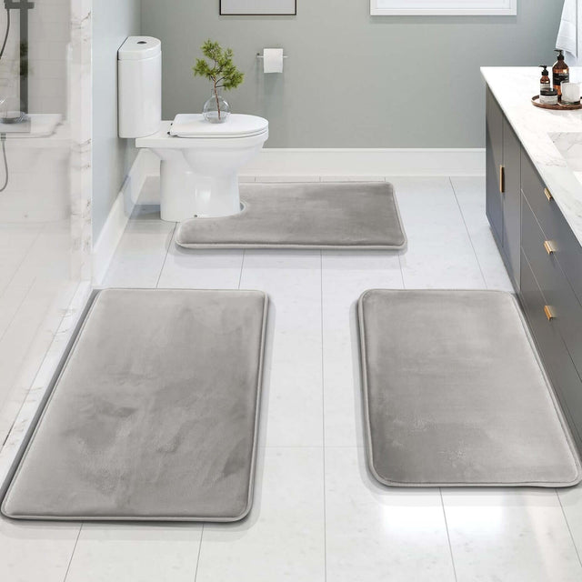 Royallure 3-delad Minnesskum Badrumsmattset – Absorberande, Halkfri & Tvättbar Carvallo
