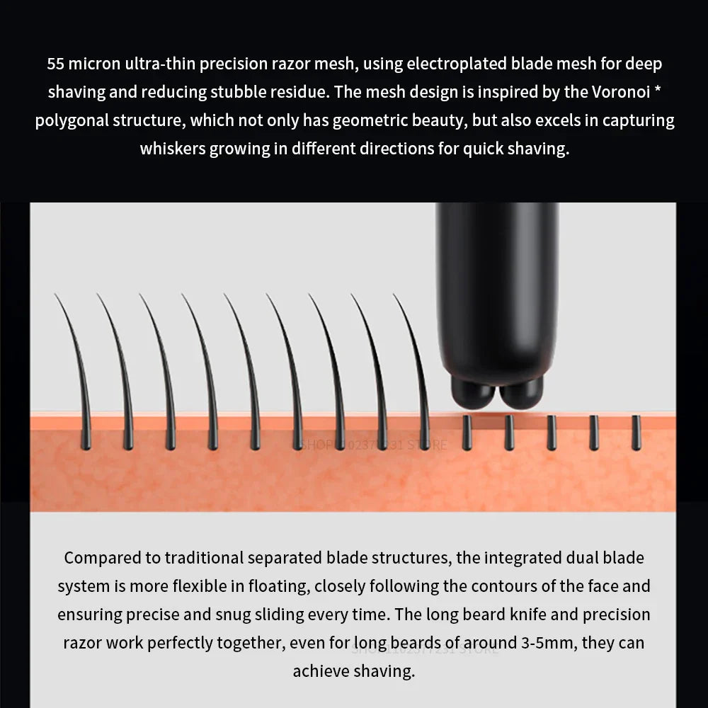 Royallure Elektrisk Rakapparat Dubbel Blad med Hög Hastighet Motor, IPX7 Vattentålig Rakkniv Carvallo