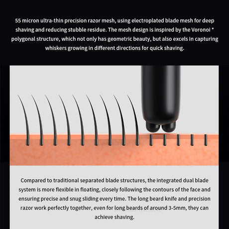 Royallure Elektrisk Rakapparat Dubbel Blad med Hög Hastighet Motor, IPX7 Vattentålig Rakkniv Carvallo