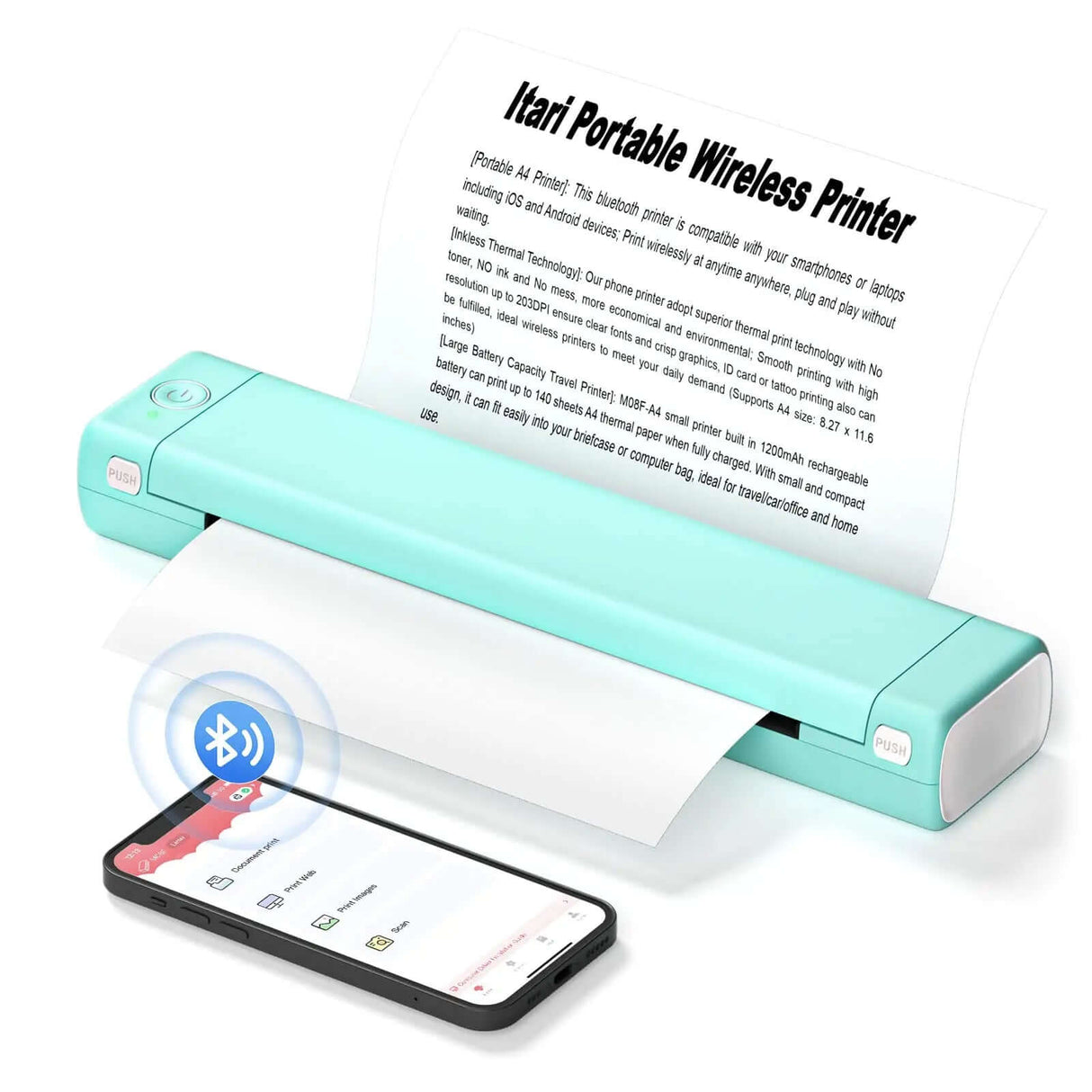 Royallure Pocket Thermal Printer – Kompakt bläckfri, Bluetooth Skriv ut var som helst Carvallo