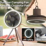 Royallure Bärbar Campingfläkt 10000mAh Uppladdningsbar med LED-lampa & Power Bank Carvallo