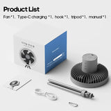 Royallure Bärbar Campingfläkt 10000mAh Uppladdningsbar med LED-lampa & Power Bank Carvallo