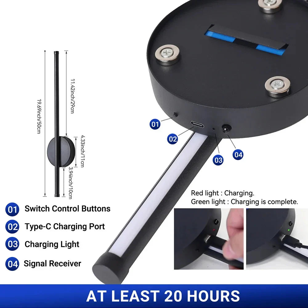 Royallure 2-Pack Uppladdningsbar LED Vägglampa med Fjärrkontroll, Dimbar 50–80cm Carvallo