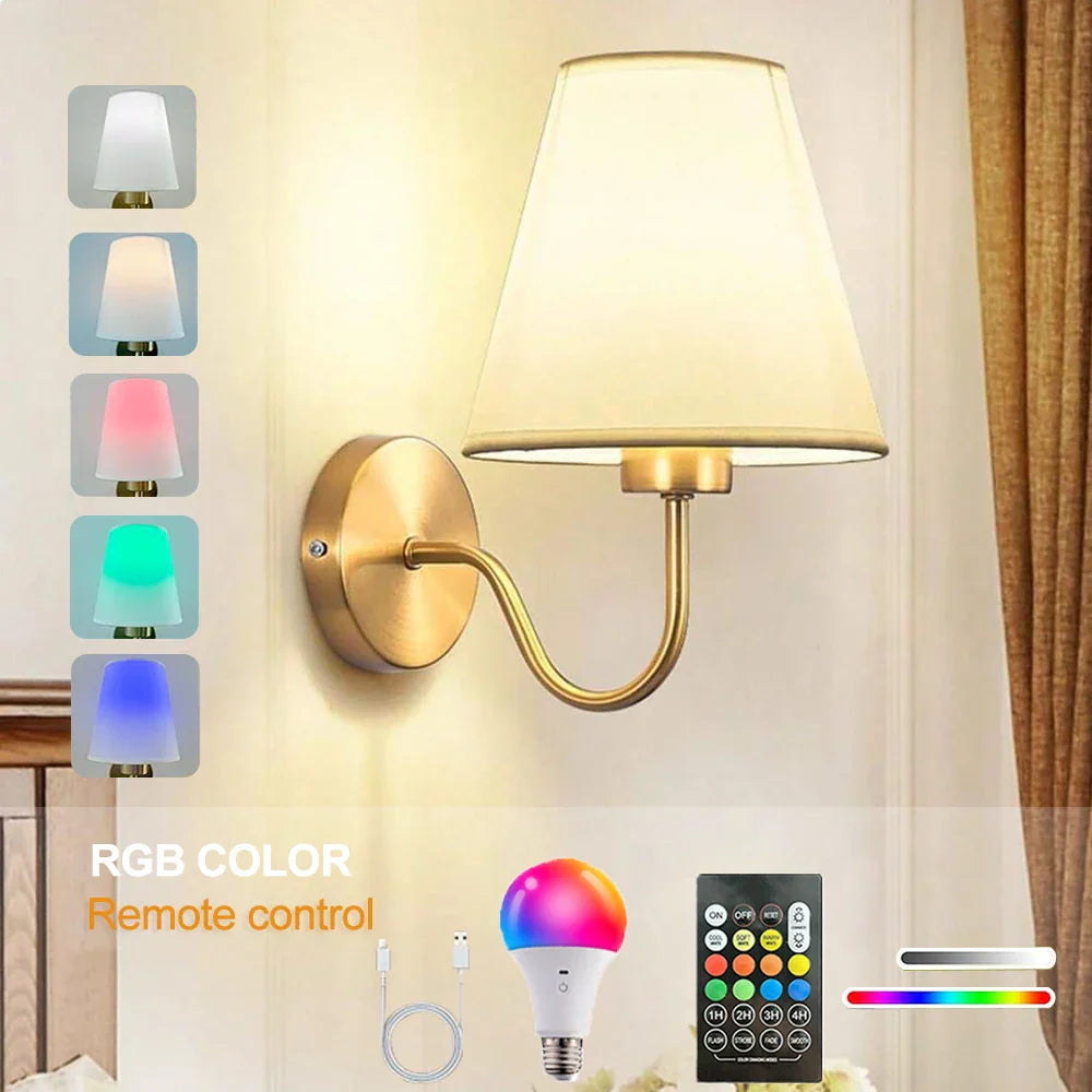 Royallure Retro Uppladdningsbar Vägglampa med RGB-lampa, Trådlös LED-belysning Carvallo