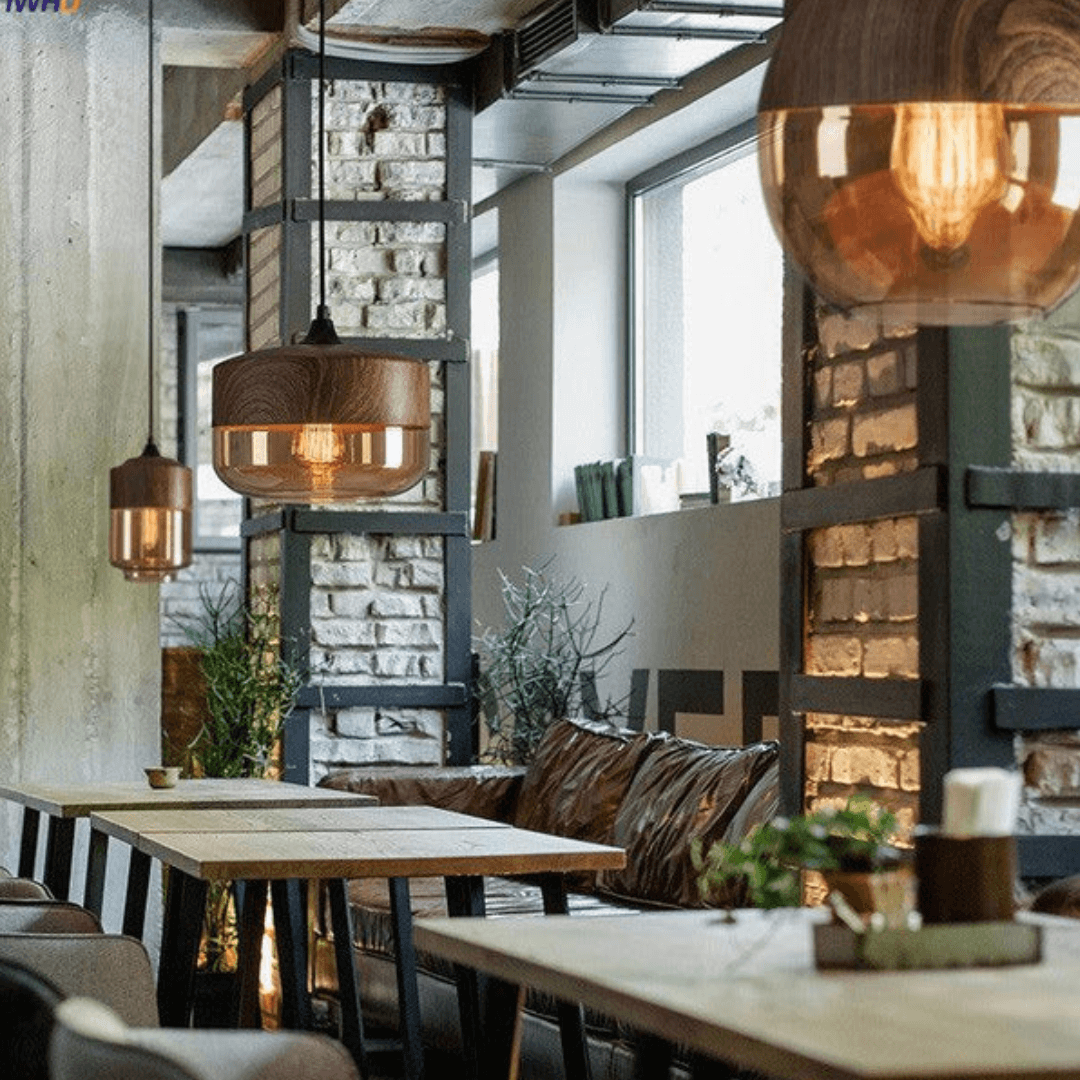 Royallure Skandinavisk Tr ä taklampa – Justerbar trä- och glaskrona Carvallo