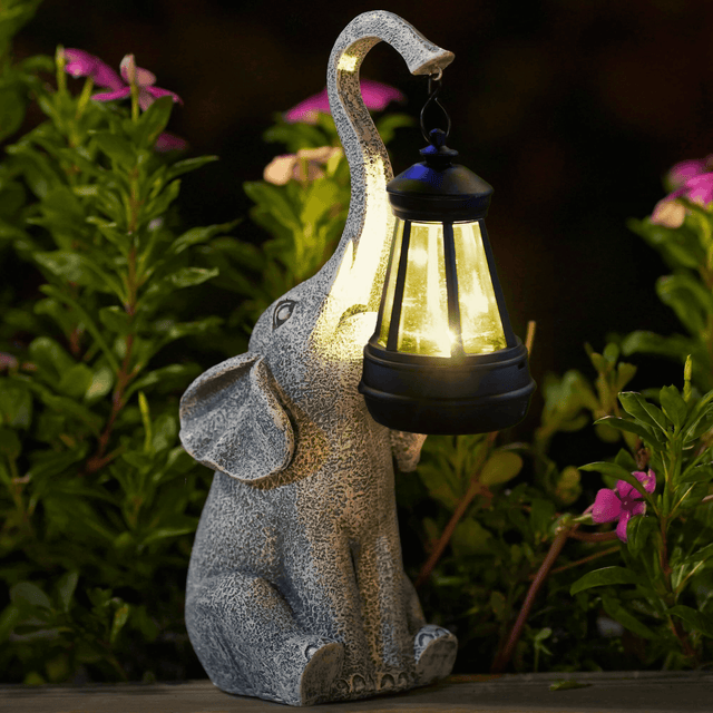 Royallure Elephant Glow Solcells Trädgårdslampa – Resin, Auto-On Varm Atmosfäriskt Ljus Carvallo