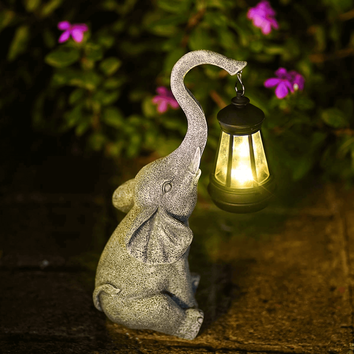 Royallure Elephant Glow Solcells Trädgårdslampa – Resin, Auto-On Varm Atmosfäriskt Ljus Carvallo