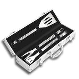 Royallure Rostfritt Stål BBQ Verktygsset med Aluminiumfodral — Hållbar Grilluppsättning för Utomhusmatlagning Carvallo