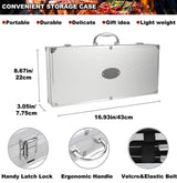 Royallure Rostfritt Stål BBQ Verktygsset med Aluminiumfodral — Hållbar Grilluppsättning för Utomhusmatlagning Carvallo