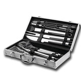 Royallure Rostfritt Stål BBQ Verktygsset med Aluminiumfodral — Hållbar Grilluppsättning för Utomhusmatlagning Carvallo