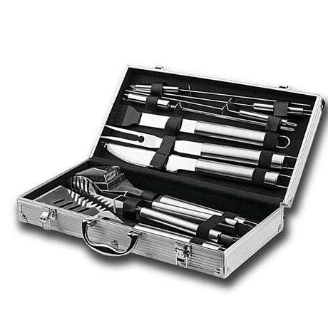 Royallure Rostfritt Stål BBQ Verktygsset med Aluminiumfodral — Hållbar Grilluppsättning för Utomhusmatlagning Carvallo