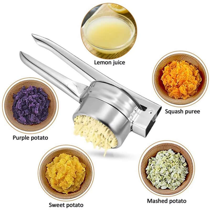 Royallure Rostfritt Stål Potatispress med 3 Utbytbara Skivor – Mångsidigt Kökverktyg Carvallo