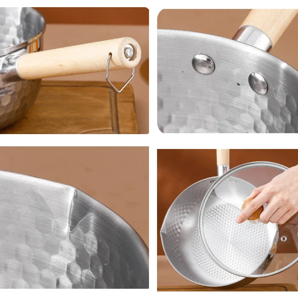 Royallure 430 Rostfritt Stål Japansk Snögryta med Trähandtag för Matlagning Carvallo