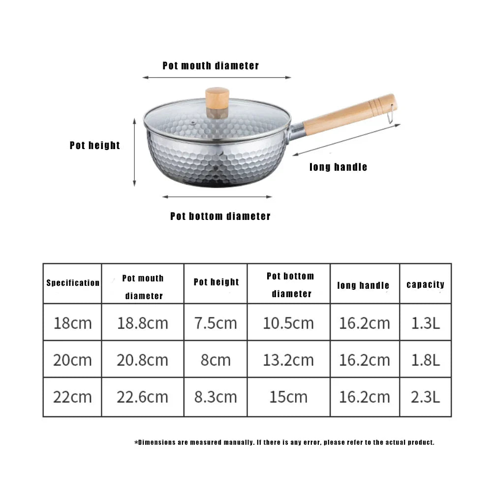 Royallure 430 Rostfritt Stål Japansk Snögryta med Trähandtag för Matlagning Carvallo