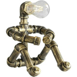 Royallure Steampunk Robot Pipe Table Lamp – Industriell Järnskulptur med E27-sockel Carvallo