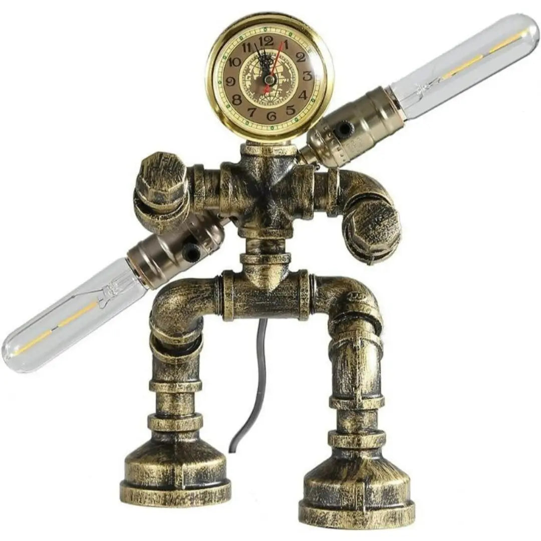 Royallure Steampunk Robot Pipe Table Lamp – Industriell Järnskulptur med E27-sockel Carvallo