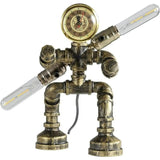 Royallure Steampunk Robot Pipe Table Lamp – Industriell Järnskulptur med E27-sockel Carvallo