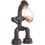 Royallure Steampunk Robot Pipe Table Lamp – Industriell Järnskulptur med E27-sockel Carvallo