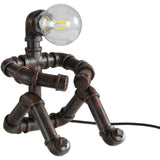 Royallure Steampunk Robot Pipe Table Lamp – Industriell Järnskulptur med E27-sockel Carvallo