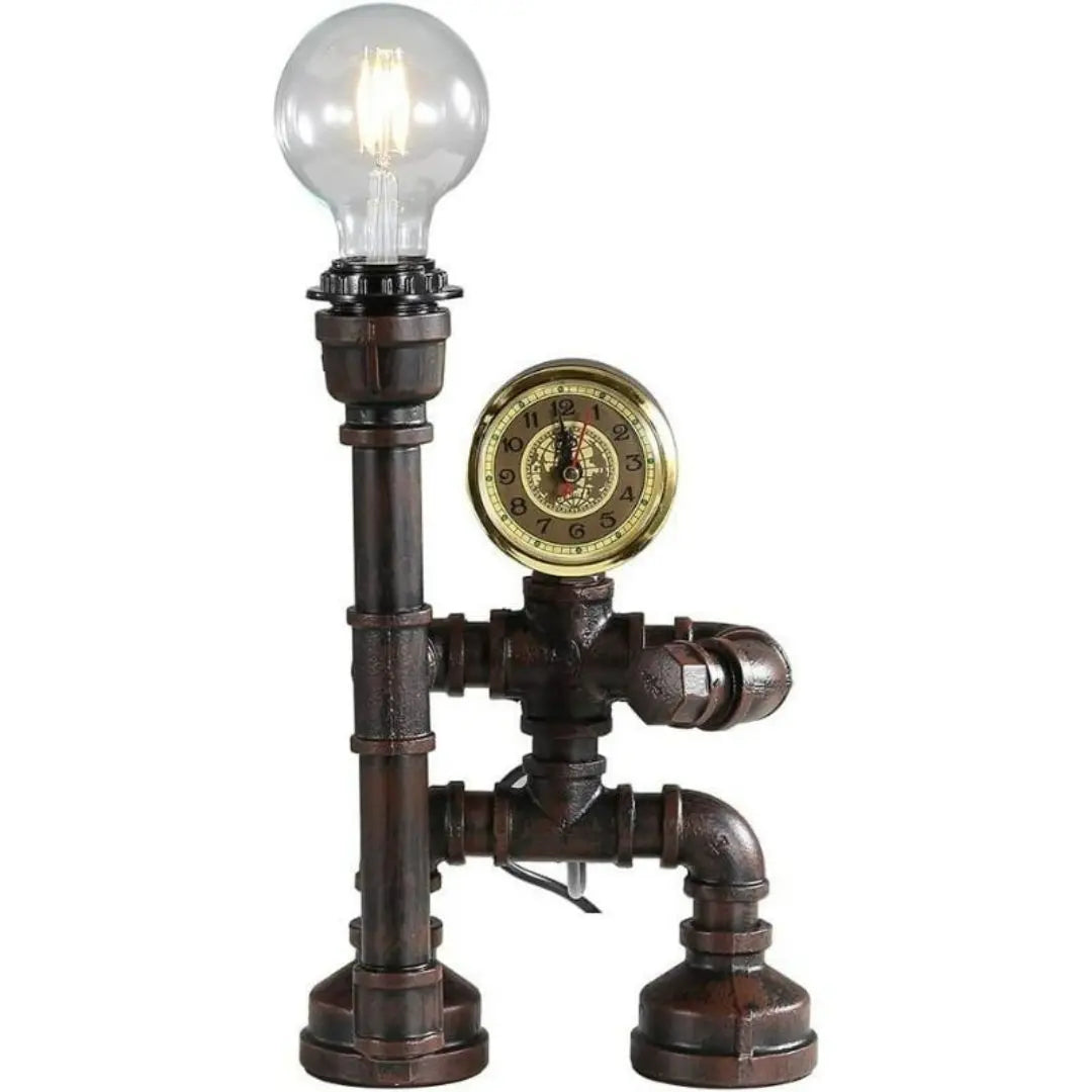 Royallure Steampunk Robot Pipe Table Lamp – Industriell Järnskulptur med E27-sockel Carvallo