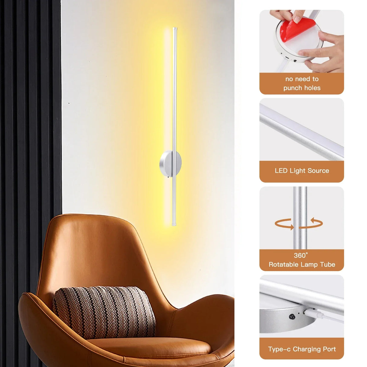 Royallure Uppladdningsbar USB Uppladdningsbar Magnetisk LED Vägglampa med Fjärrkontroll Carvallo