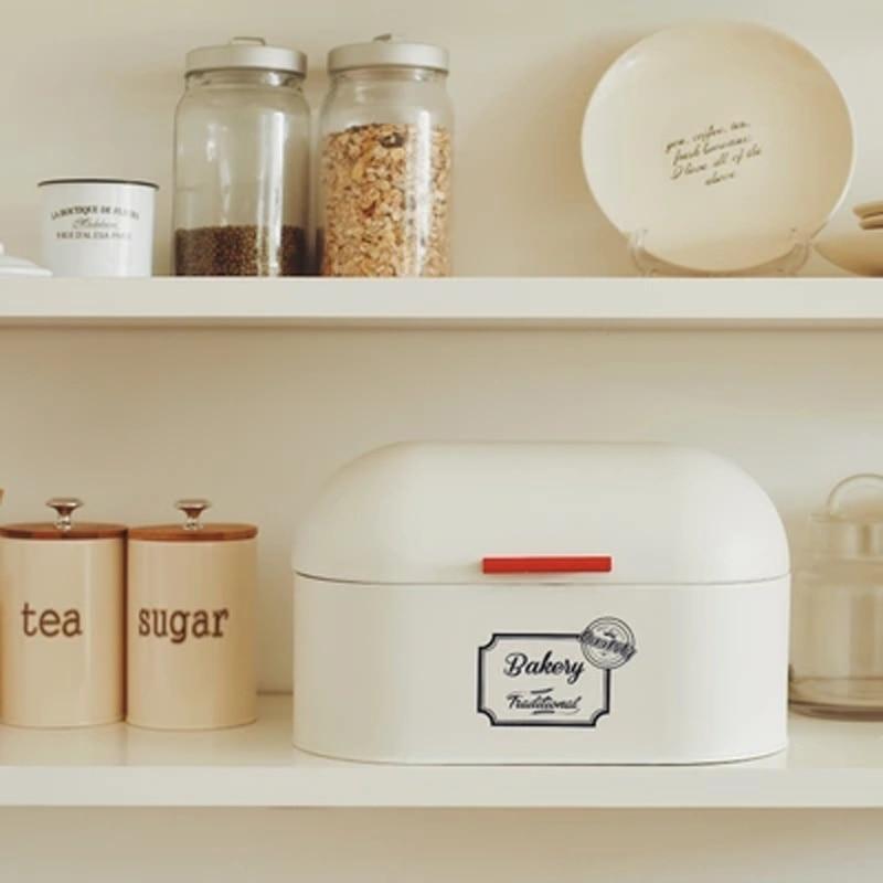 Royallure Vintage-Style Galvanized Iron Bread Box with Hinged Lid – Retro Bänkdisk Organisator Carvallo