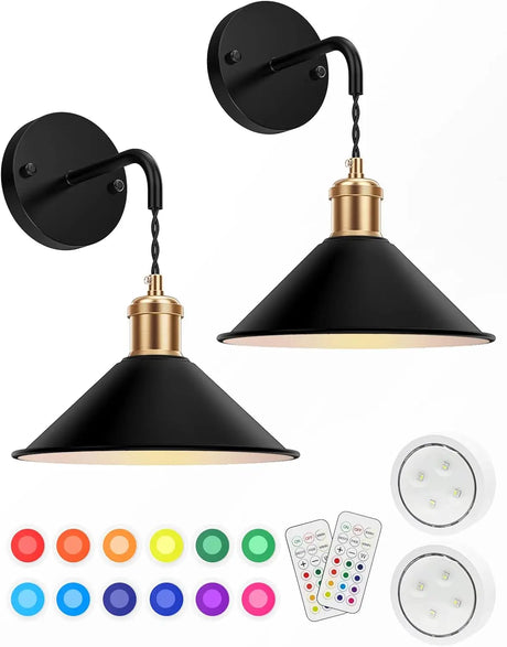 Royallure Trådlös Vägglampa Set om 2 med Fjärrkontroll – Dimmbar RGB Vägglampor med Timer & Minne Funktion Carvallo