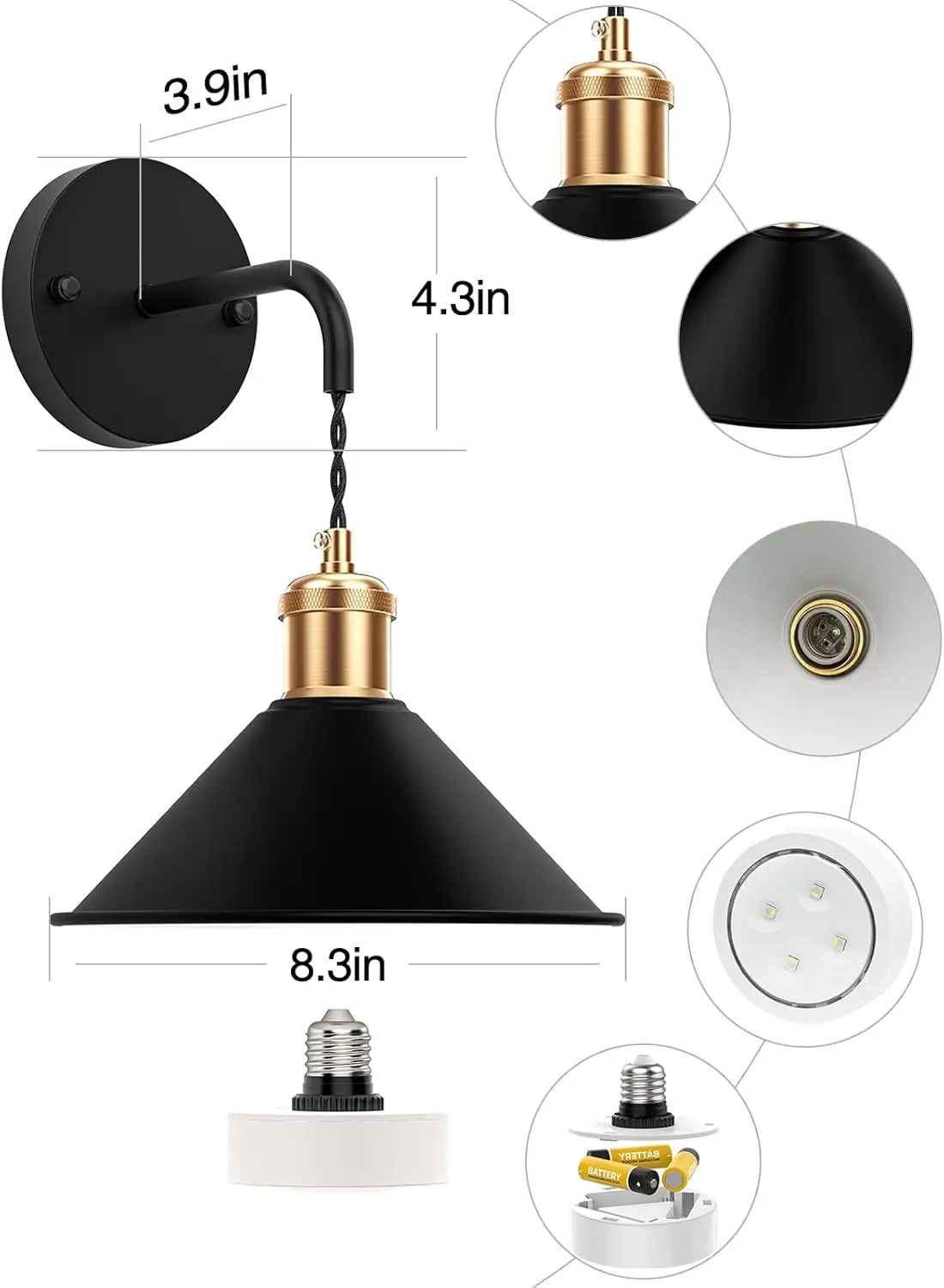 Royallure Trådlös Vägglampa Set om 2 med Fjärrkontroll – Dimmbar RGB Vägglampor med Timer & Minne Funktion Carvallo