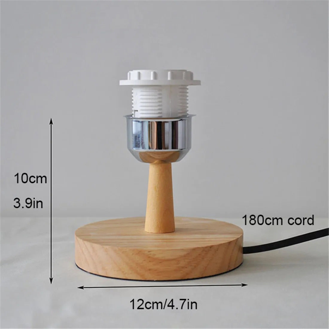 Royallure Trä Bordslampa Bas med E27 Fäste & På/Av Switch för Hemljus Carvallo