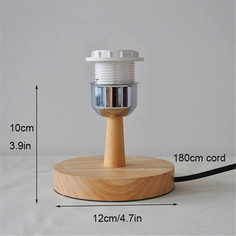 Royallure Trä Bordslampa Bas med E27 Fäste & På/Av Switch för Hemljus Carvallo