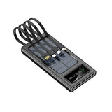 Carvallo Solar Powerbank | 10.000/20.000 mAh | Snabbladdningsfunktion & 4 integrerade kablar | För iPhone, Samsung, Huawei & mer Carvallo