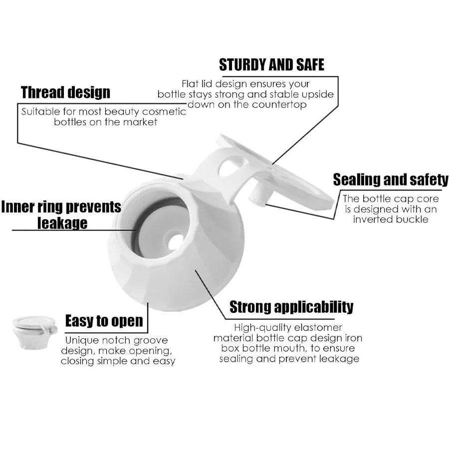 Carvallo Flask-öppnare Tilluft | 3 stycken | Stående & Läcksäker | För schampo, lotion & hushållsflaskor Carvallo