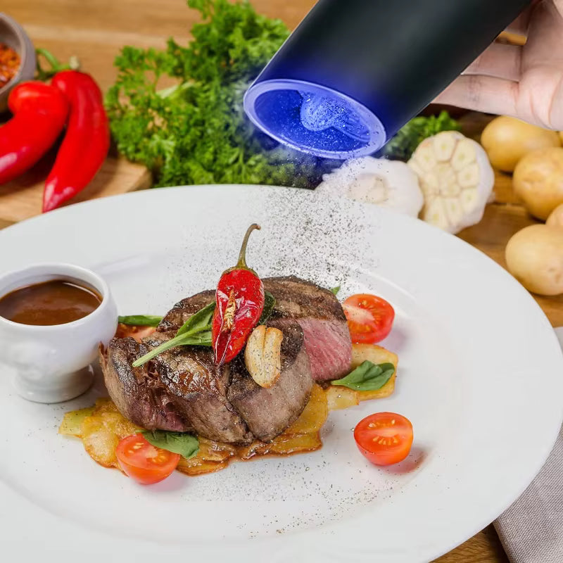 Royallure Elektrisk Salt- och Pepparkvarn – USB-laddningsbar, Justerbar Keramik och LED-lampa Carvallo